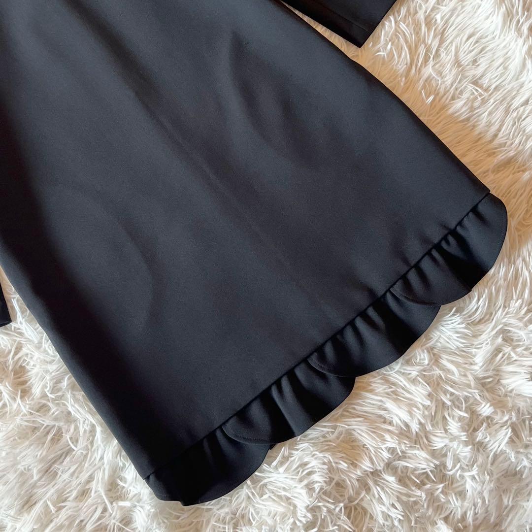 美品✨ ヨーコチャン スカラップドレス ロングスリーブ ワンピース ブラック M