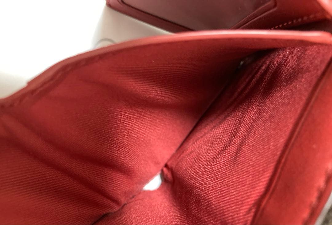 COACH 三つ折り財布 ブラウン/レッド　ミニ財布　ミニウォレット