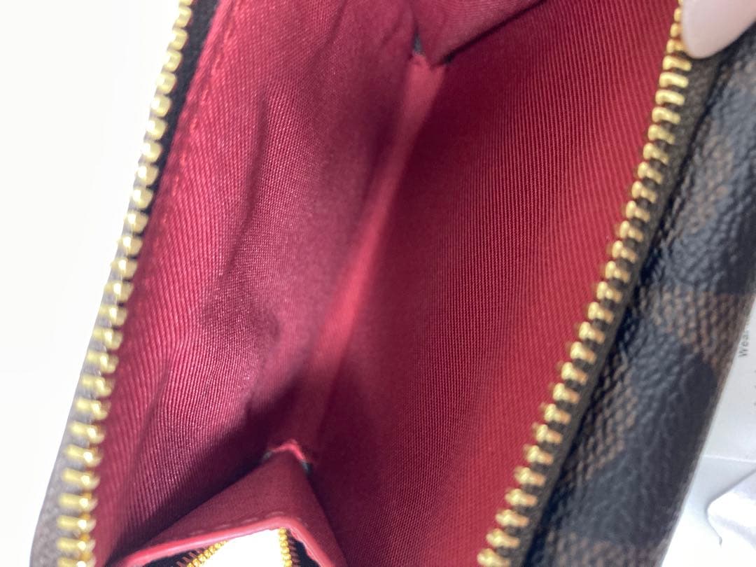 COACH 三つ折り財布 ブラウン/レッド　ミニ財布　ミニウォレット