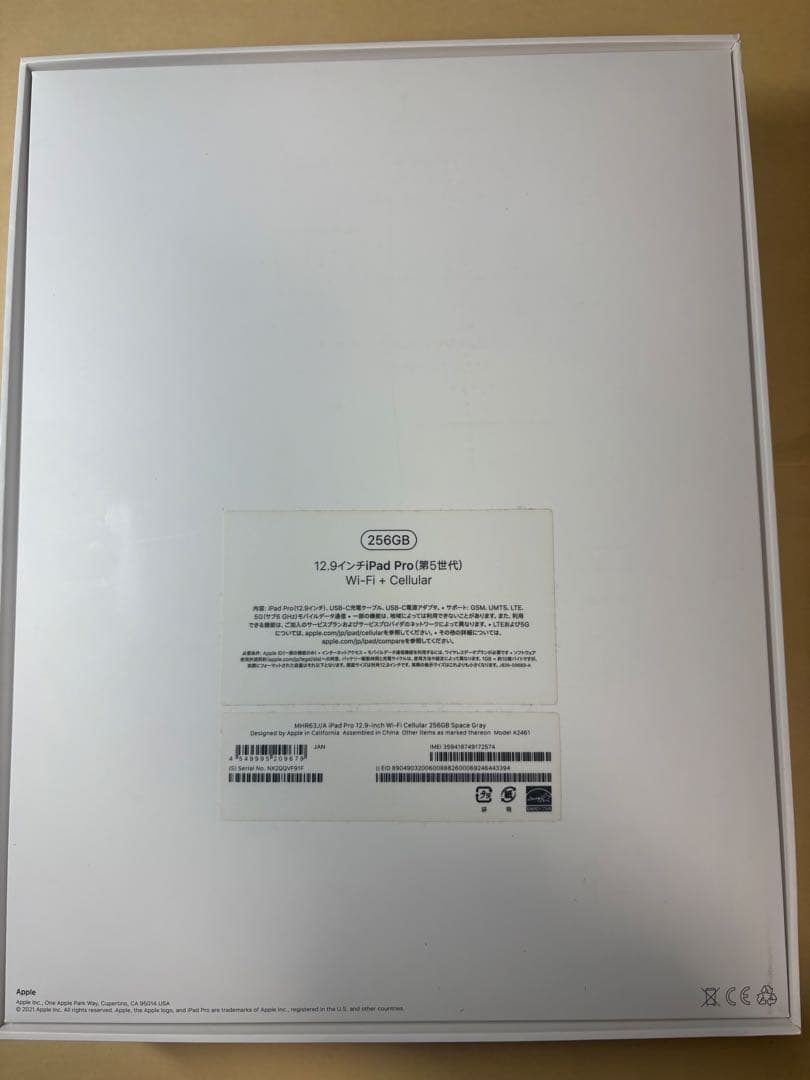 極美品iPadPro12.9 第5世代 256GB wifi+cellular