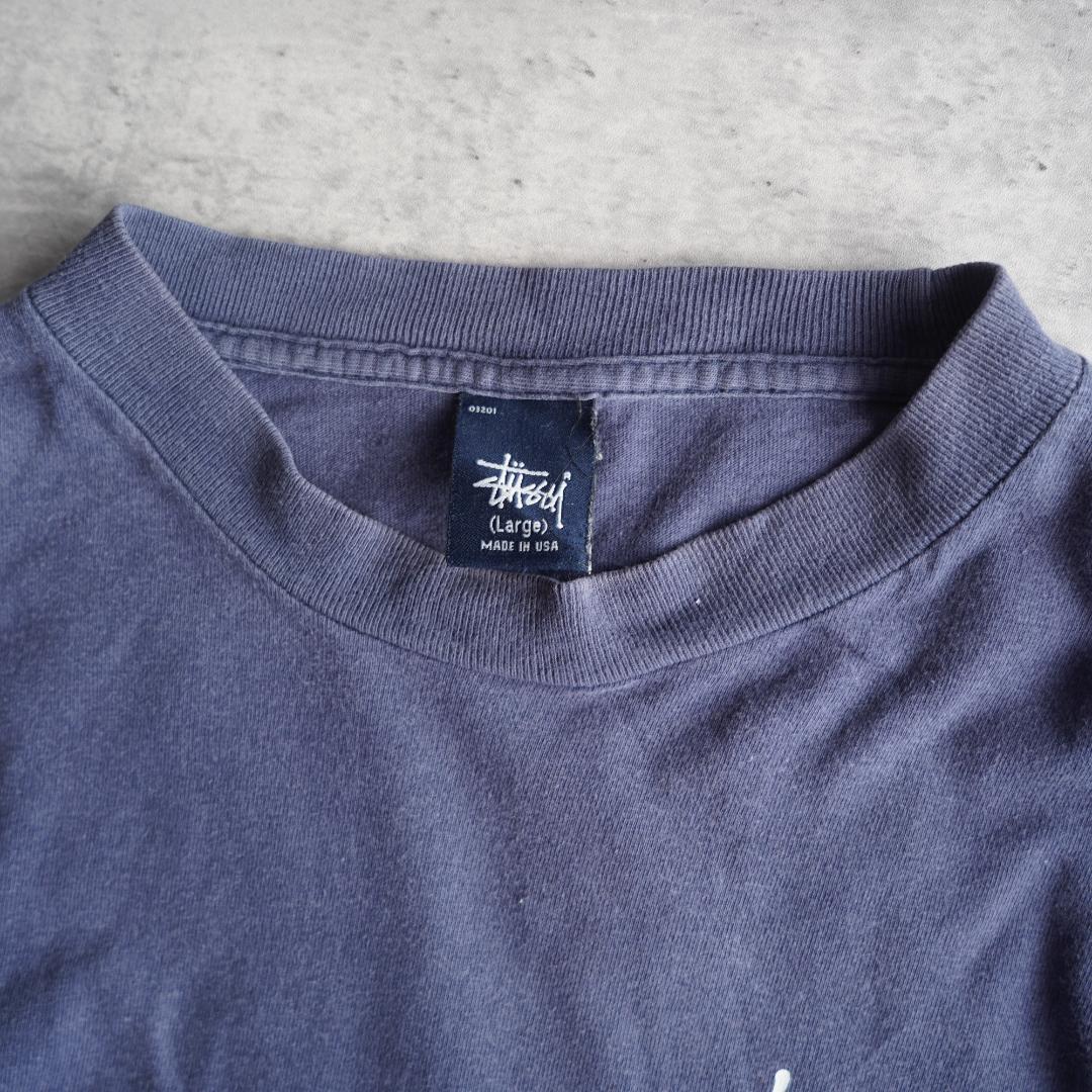90's stussy ステューシー　シャドーマン　Tシャツ　ネイビー　L