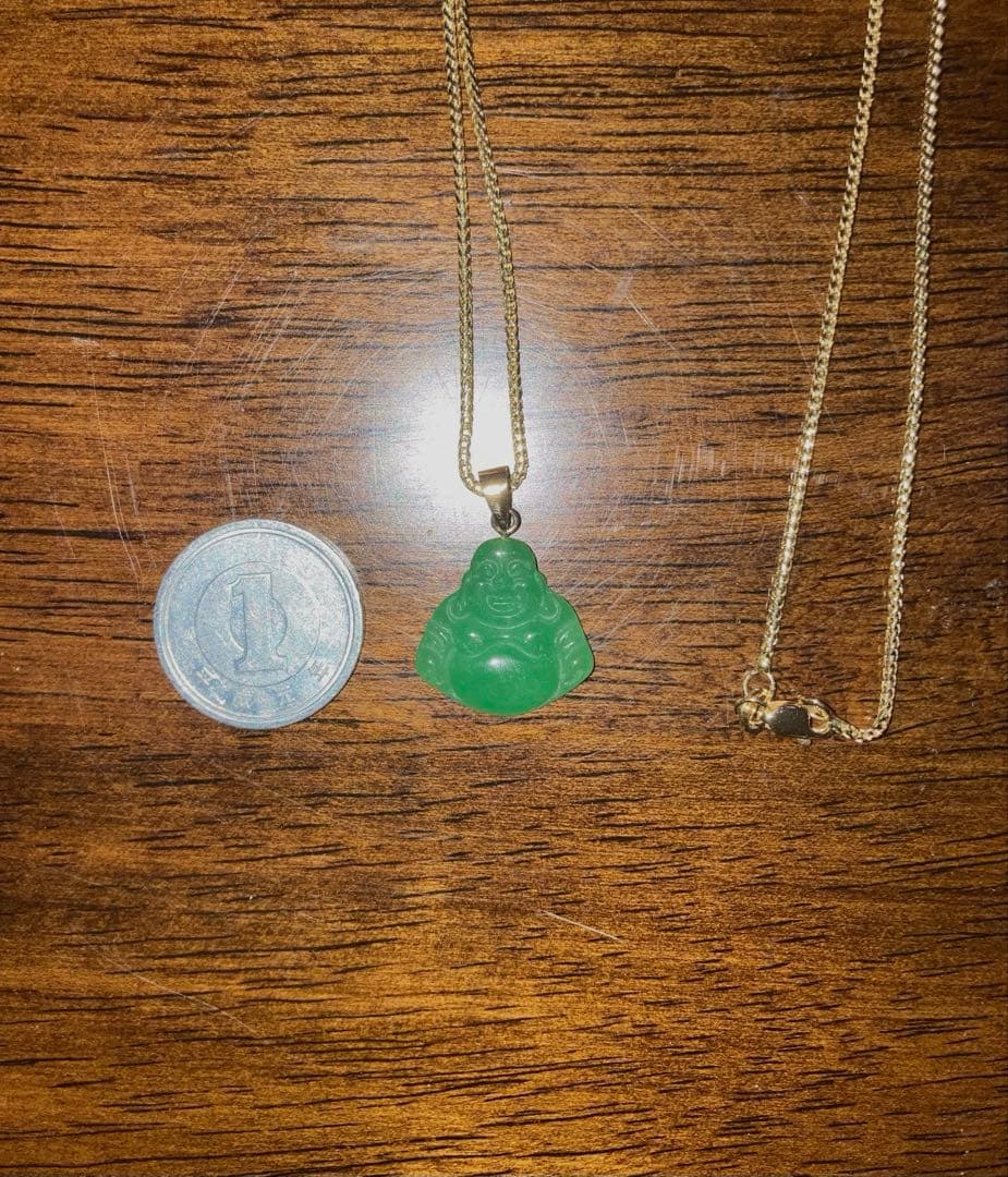 アクセサリー 14k franco chain 14k jade budda charm