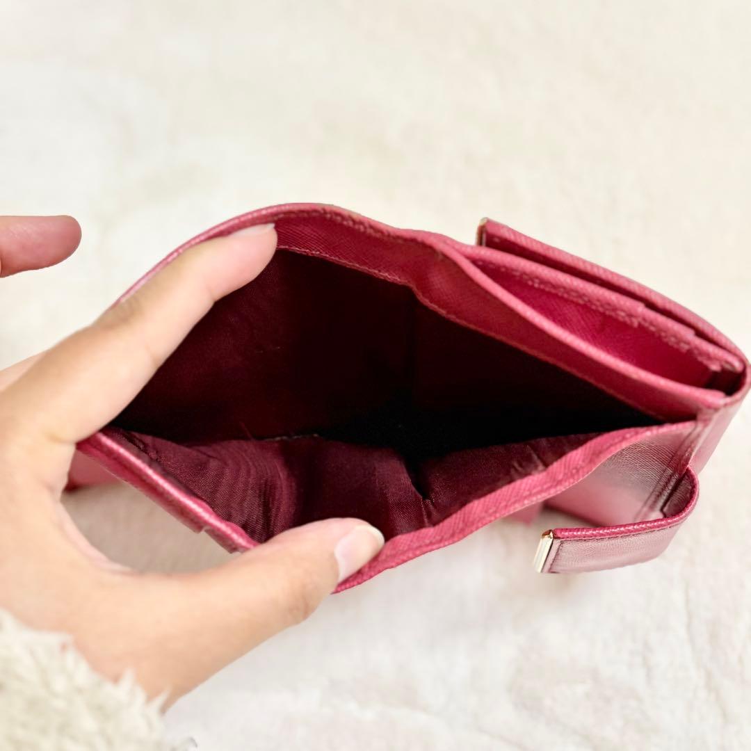 ✨正規品✨ PRADA プラダ 二つ折り財布　ピンク　ゴールド金具
