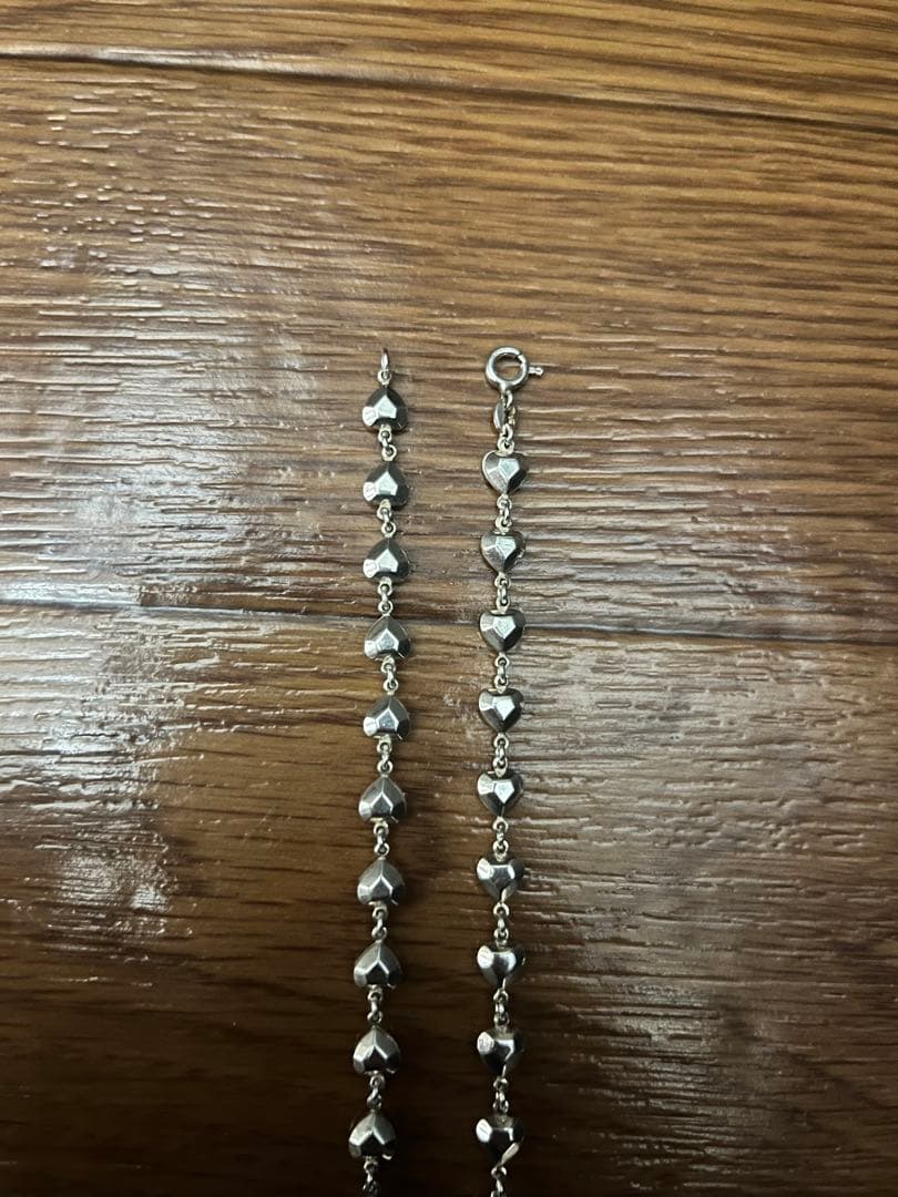 ヴィンテージ　シルバー 925 パフハートネックレスチェーン