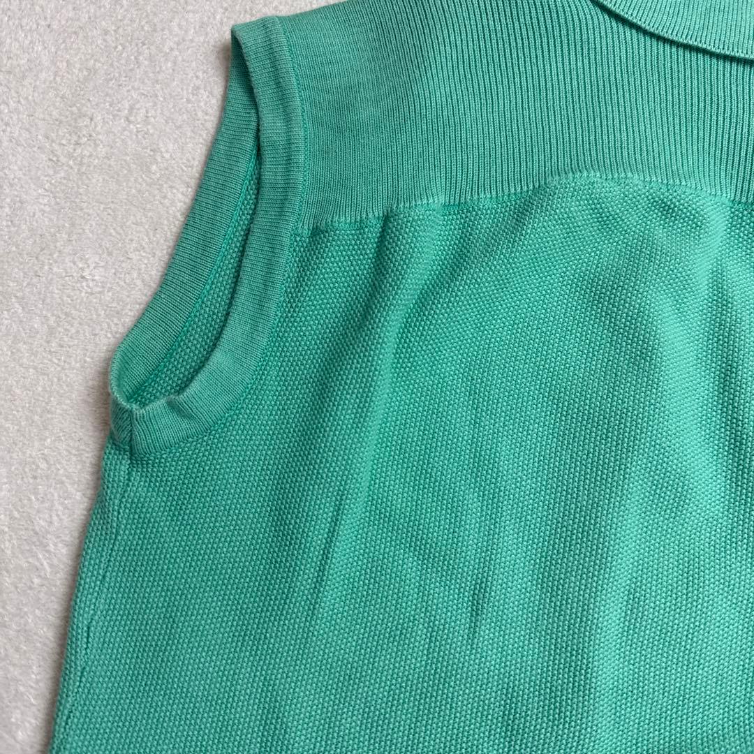 エルメスHERMES ノースリーブポロシャツ　ライトグリーン　S イタリア製