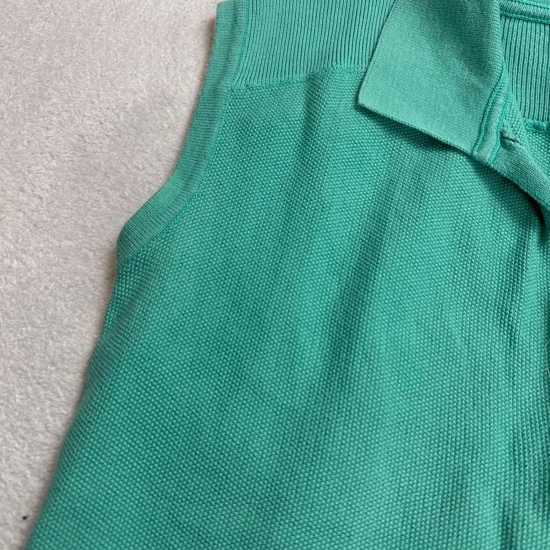 エルメスHERMES ノースリーブポロシャツ　ライトグリーン　S イタリア製