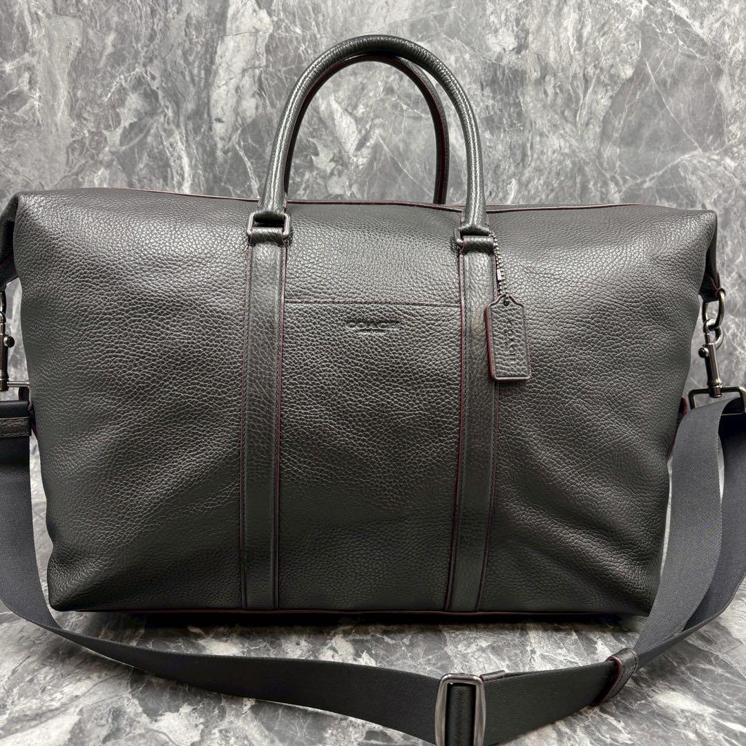 未使用級 COACH トレッカー ボストンバッグ 大容量 レザー ブラック