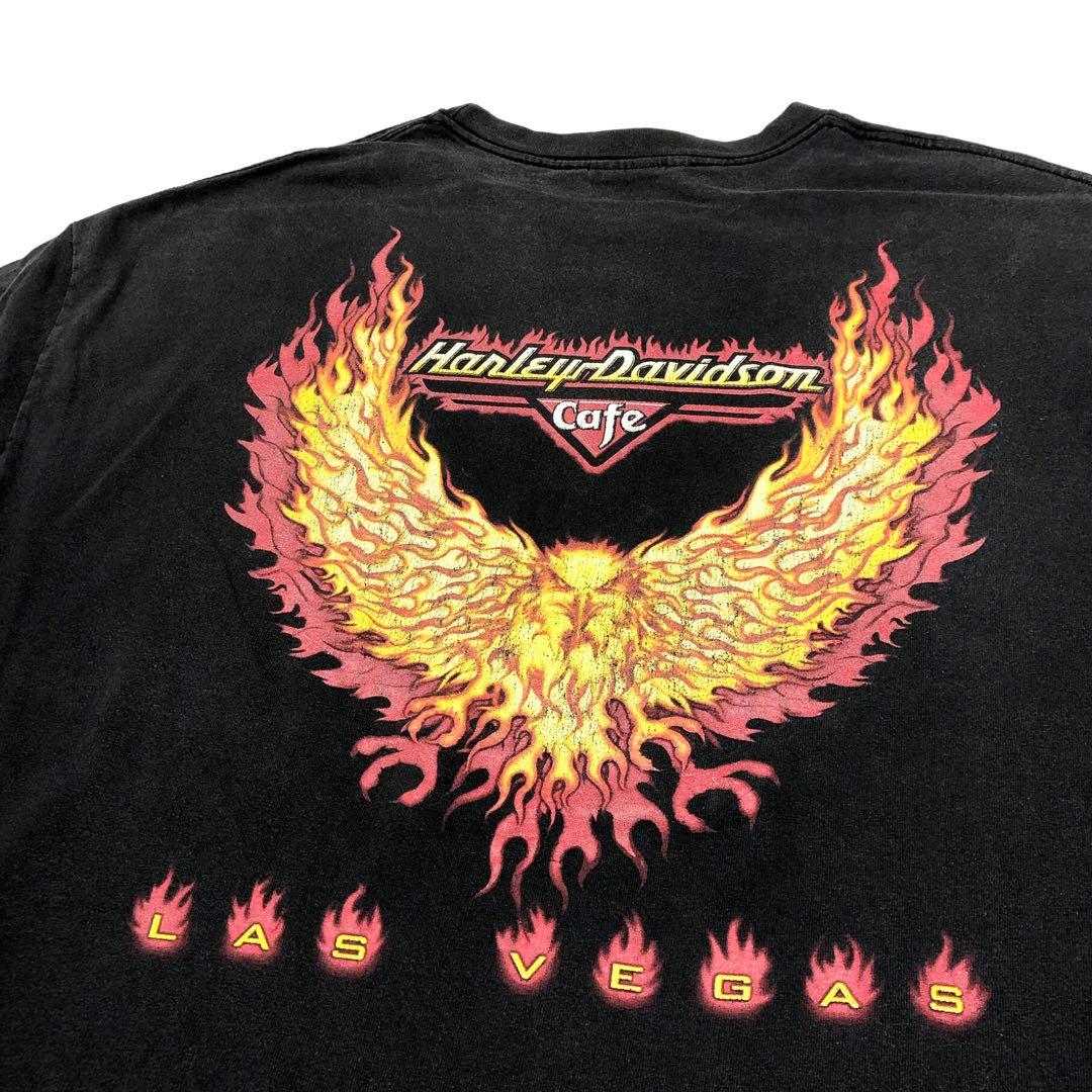 HARLEY-DAVIDSON tシャツ ビンテージ 黒 両面プリ ファイヤー