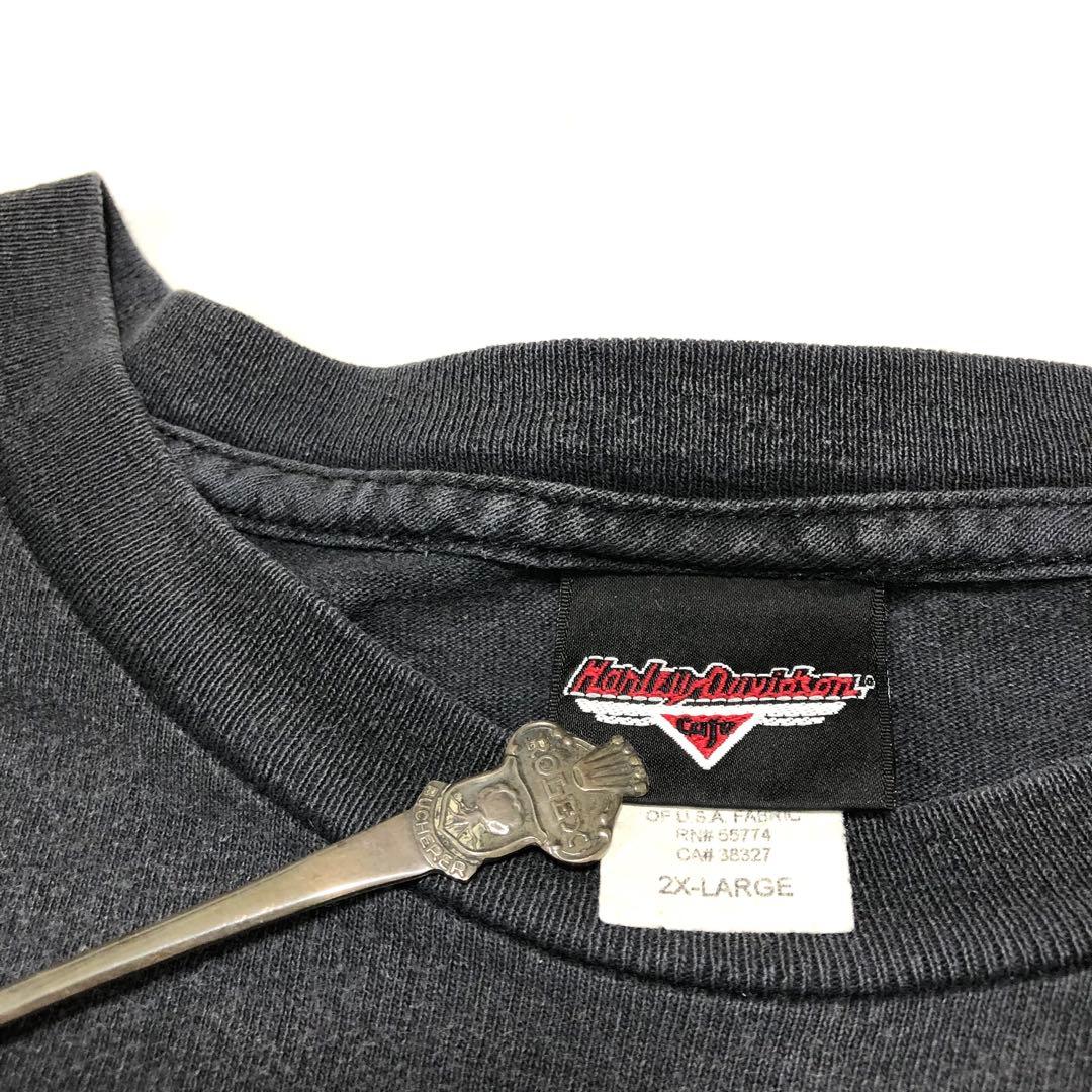 HARLEY-DAVIDSON tシャツ ビンテージ 黒 両面プリ ファイヤー