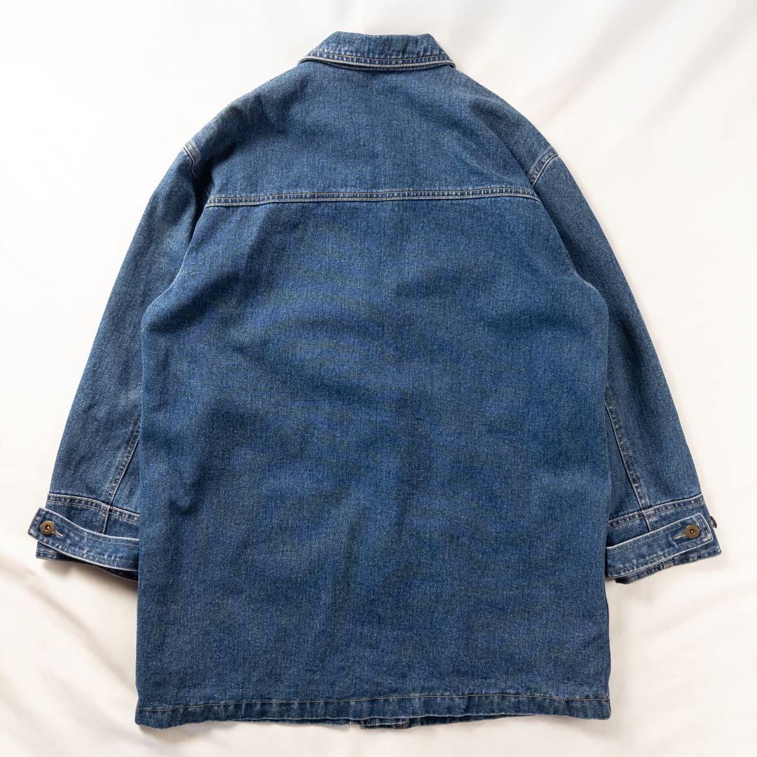 ビンテージ古着 90s00s ブルー カントリー ミドル丈 デニムダッフルコート