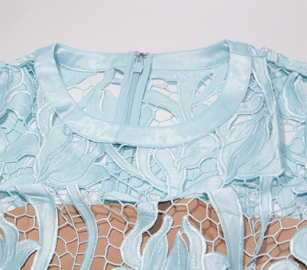 り*ん様 セルフポートレイト レース ワンピース 水色 UK6 未使用 Lace