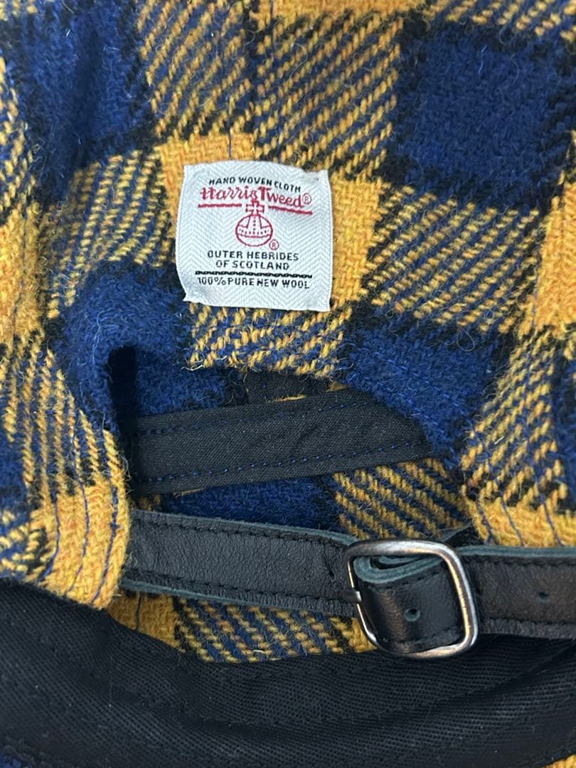 supreme Harris Tweed® Camp Cap イエロー×ブルー