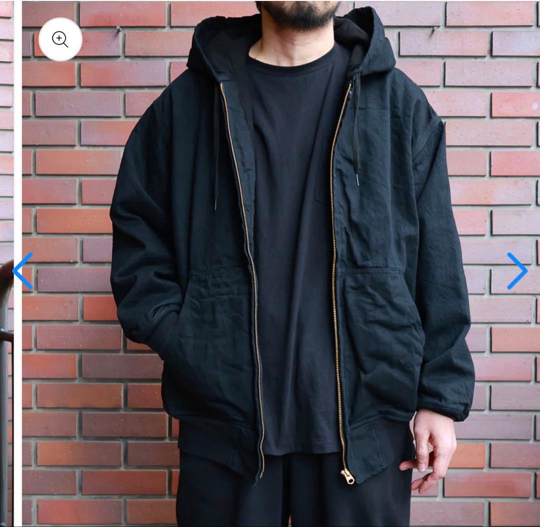 COMOLI ブラックデニム ジップパーカ