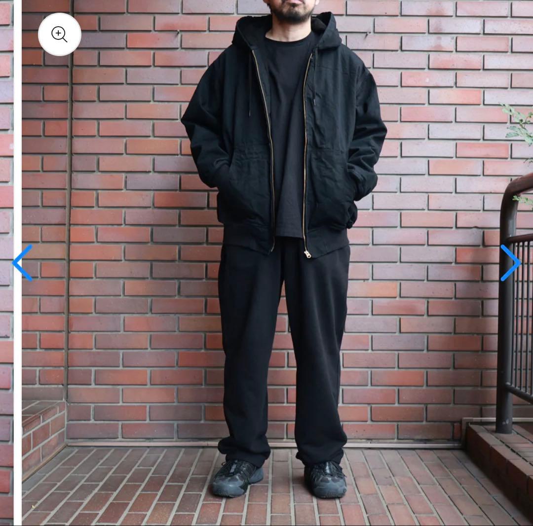 COMOLI ブラックデニム ジップパーカ