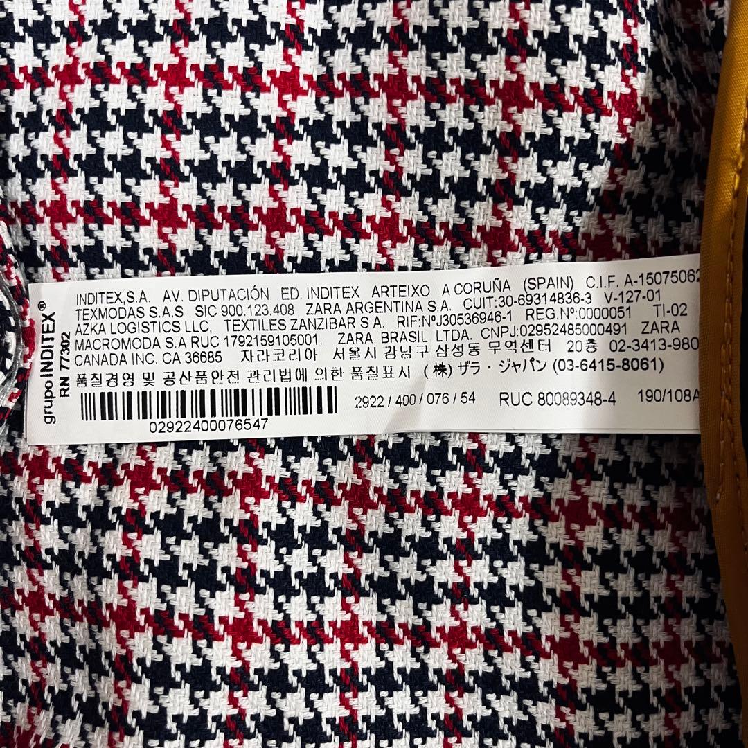 希少XL〜XXL ZARA 千鳥格子 エルボーパッチ テーラードジャケット 54