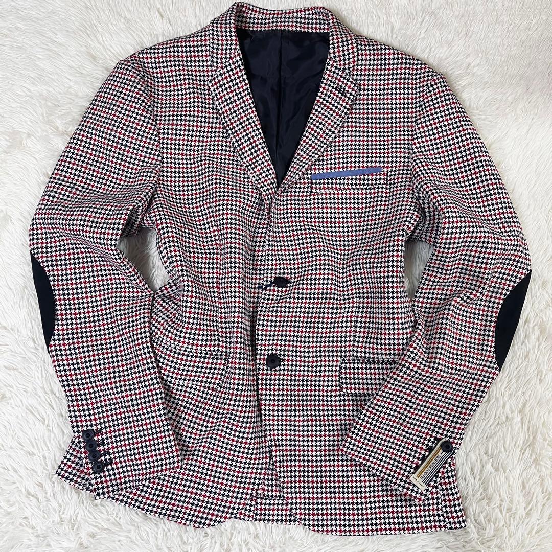 希少XL〜XXL ZARA 千鳥格子 エルボーパッチ テーラードジャケット 54