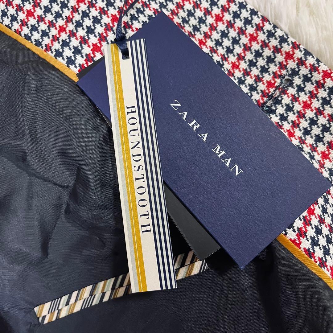 希少XL〜XXL ZARA 千鳥格子 エルボーパッチ テーラードジャケット 54