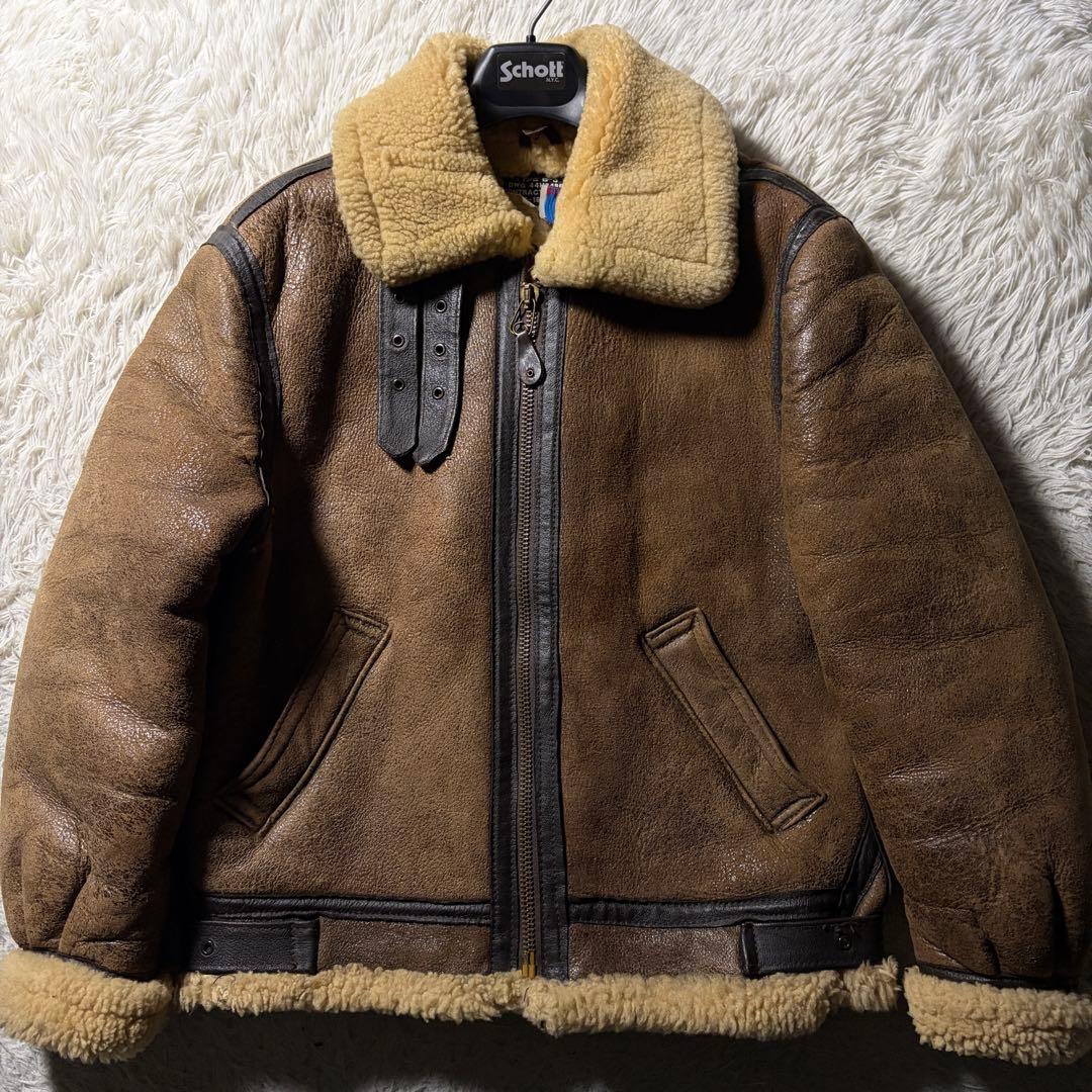 【米国製】schott フライトジャケット　B-3 羊革　ムートン　38