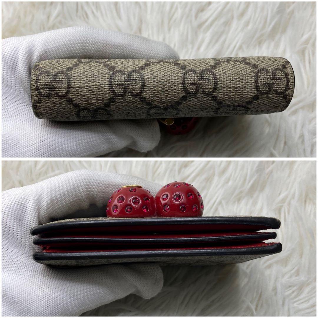 ✨美品✨ GUCCI 二つ折り財布 チェリー GG柄 ストーン抜けナシ