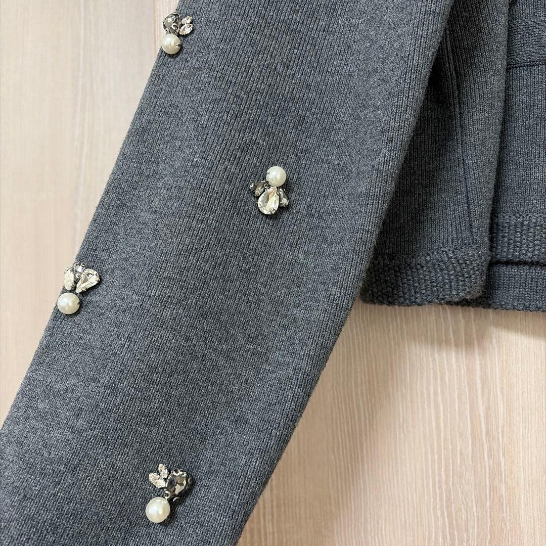 anuans ビジューニットジャケット GRY フリー