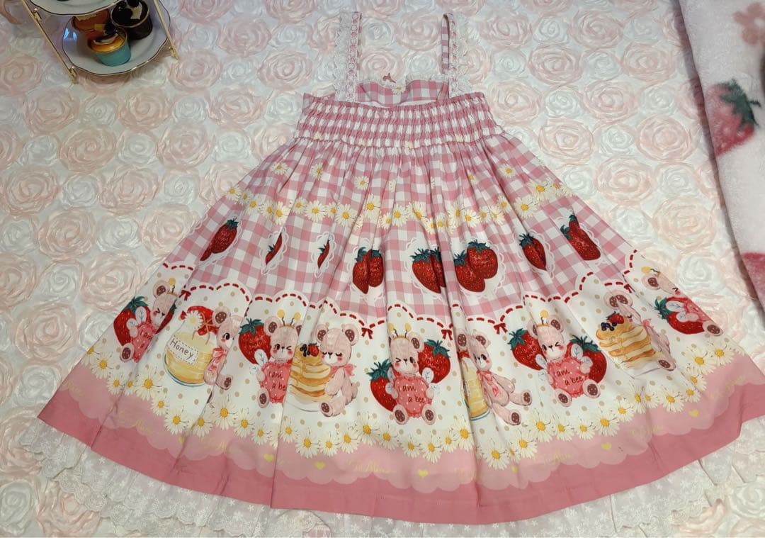 toalice トゥアリス ジャンパースカート ピンク いちごハニーベア