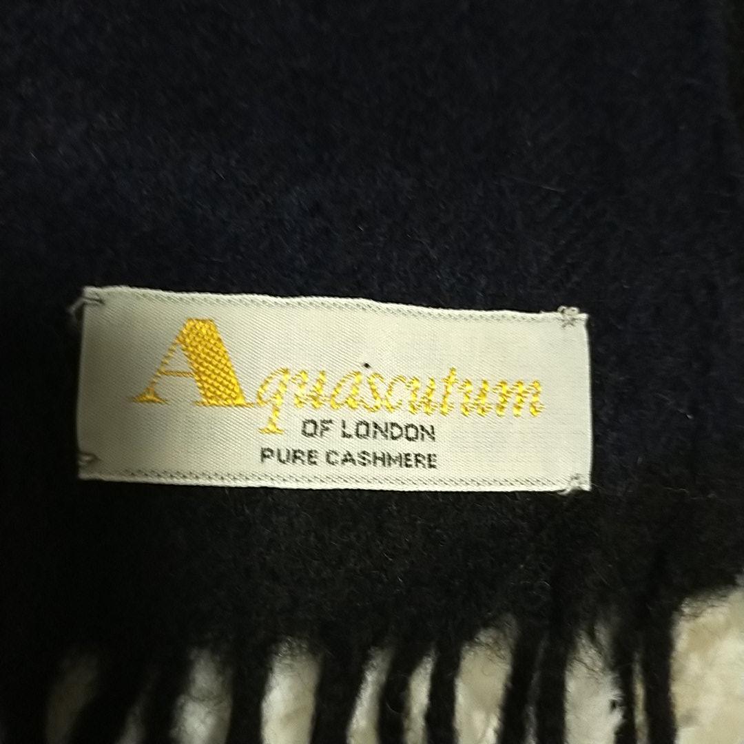 美品　アクアスキュータム　aquascutum　マフラー　カシミヤ　赤　紺