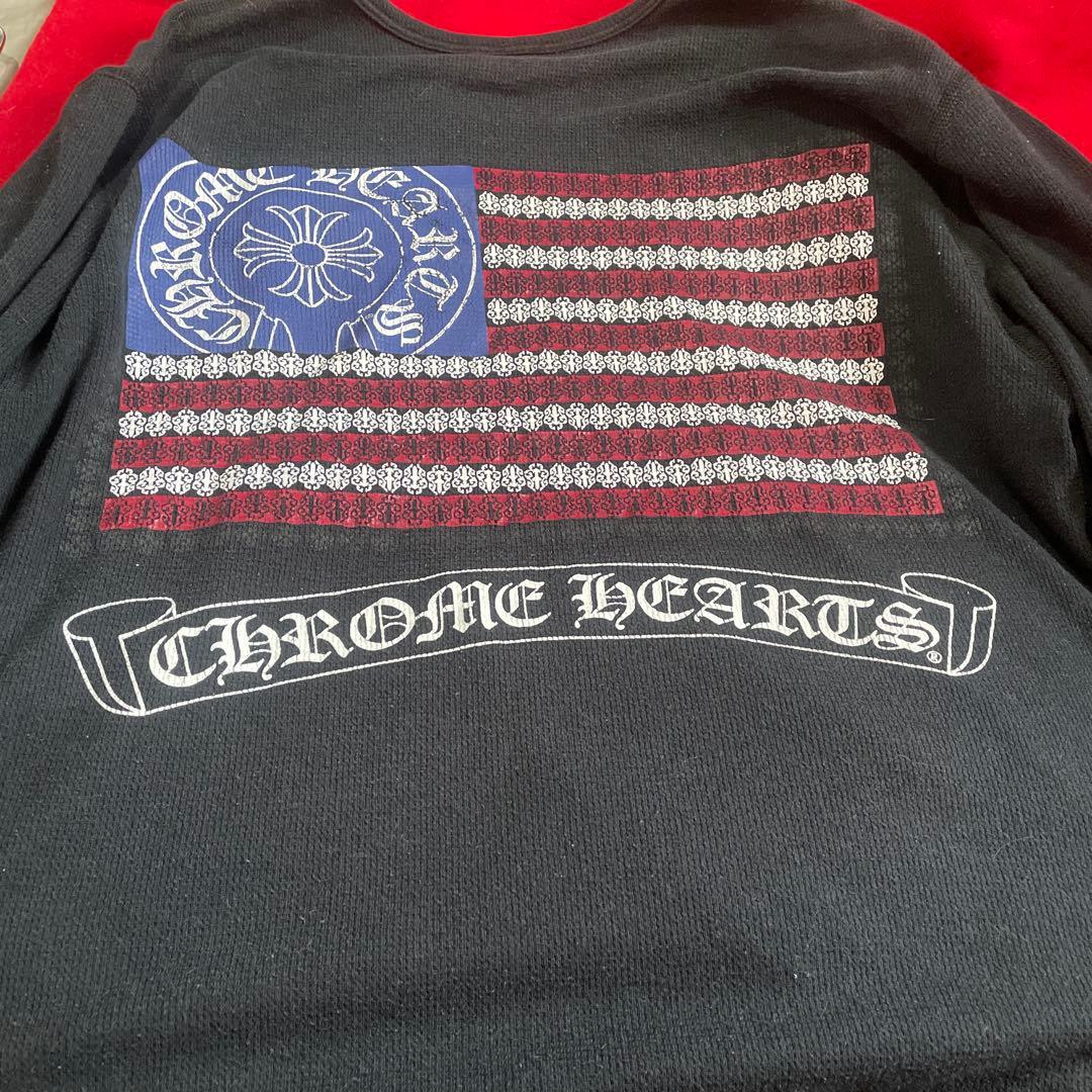 クロムハーツ アメリカンフラッグ Tシャツ Lブラック　ロンＴ　サーマル