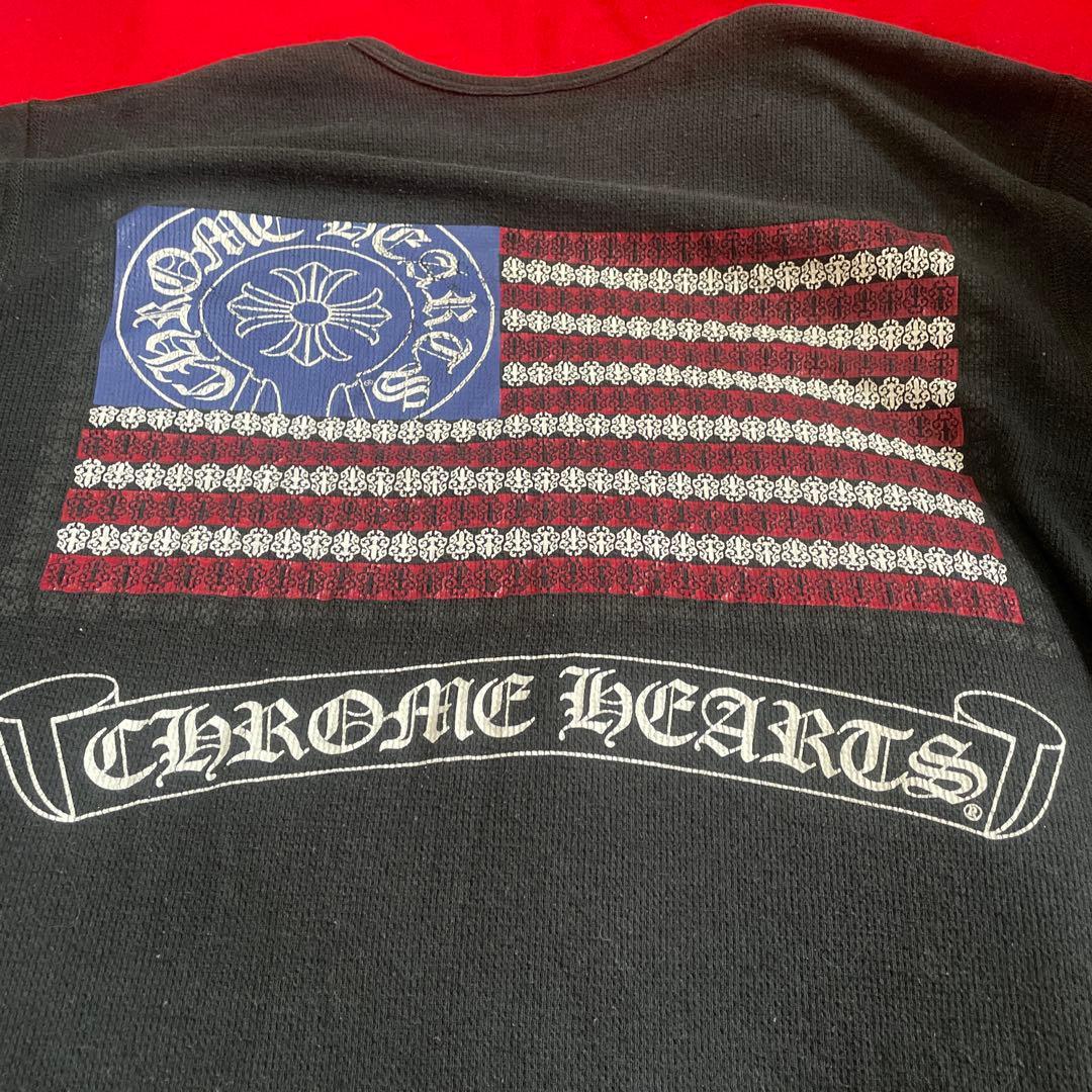 クロムハーツ アメリカンフラッグ Tシャツ Lブラック　ロンＴ　サーマル