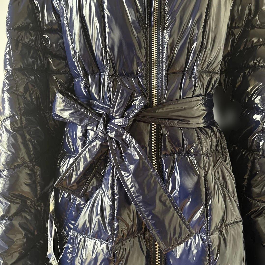 SEMI COUTURE 中綿 フード・ベルト付 ダブルジップ ロングコート