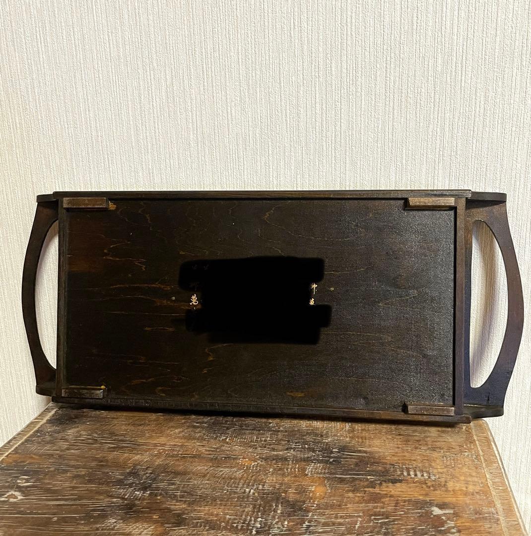 木彫り 彫刻 小物入れ トレー お盆 おぼん メイクボックス レトロ 木製