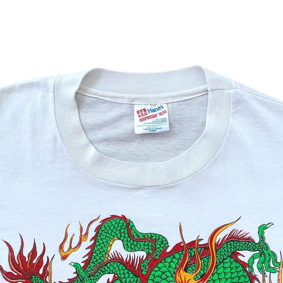 Hanes ヘインズ 90s USA製 ドラゴンプリントTシャツ シングルST