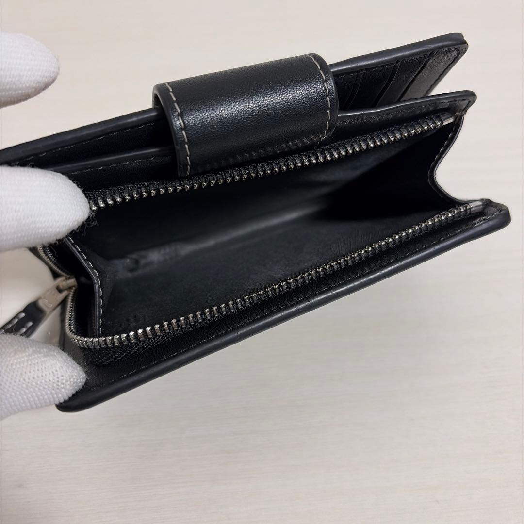 coach コーチ　二つ折り　ミニ財布　ブラウン　レザー　シグネチャー　フラワー