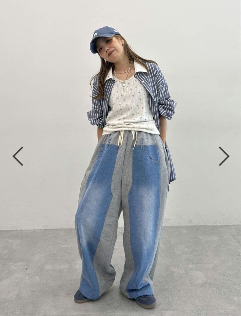 MODENORMCORE デニムパッチワークパンツ L グレー15 リバイバル