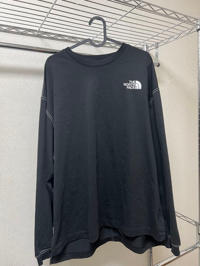 ノースフェイス XL 長袖Tシャツ ホワイトレーベル 黒 ステッチ