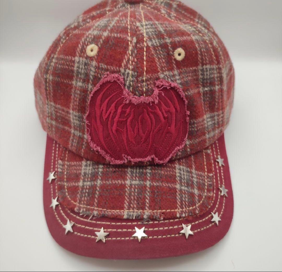 帽子 EC MELODI STAR STUDDED HAT RED PLAID