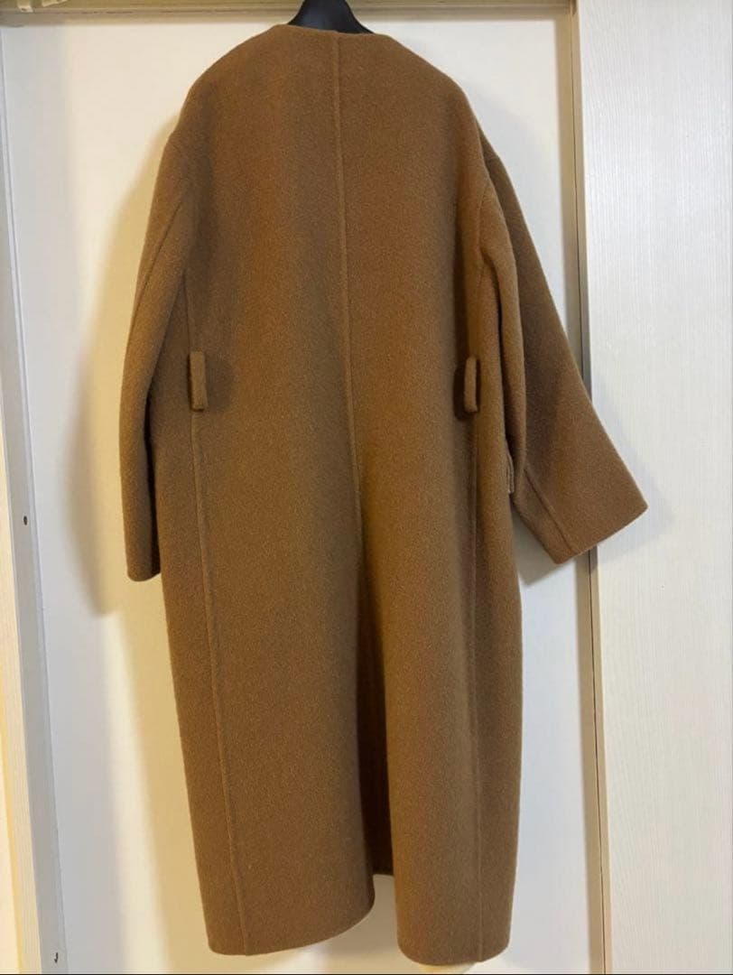 美品　ドゥロワー ダブルフェイスウールカシミアノーカラーコート