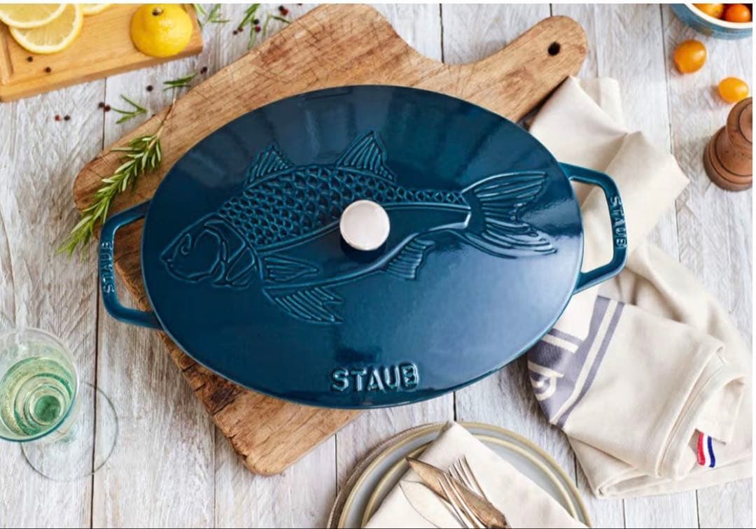 【新品・未使用】STAUB フィッシュシグネチァーオーバルプレート 33cm