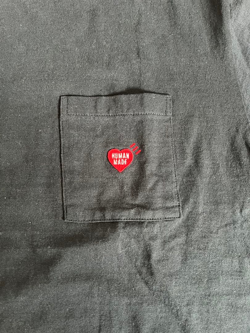 【美品】HUMAN MADE HEART POCKET T-SHIRT 黒　L