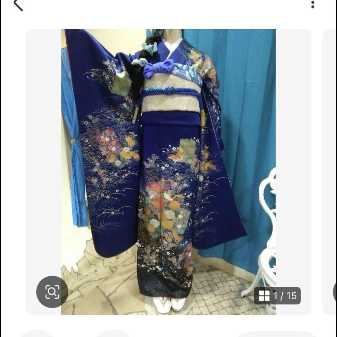 振り袖フルセット ファー、バッグ、草履、髪飾りつき