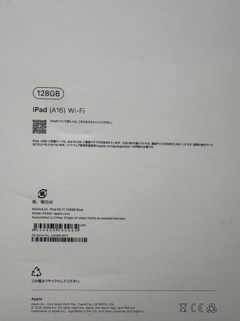 Apple iPad (A16) ブルー　青　Wi-Fi 128GB