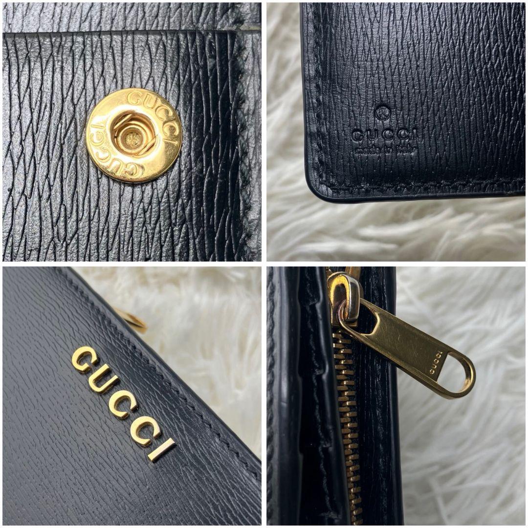 未使用級✨グッチ 772639 レザー コンパクトウォレット 二つ折り財布 黒