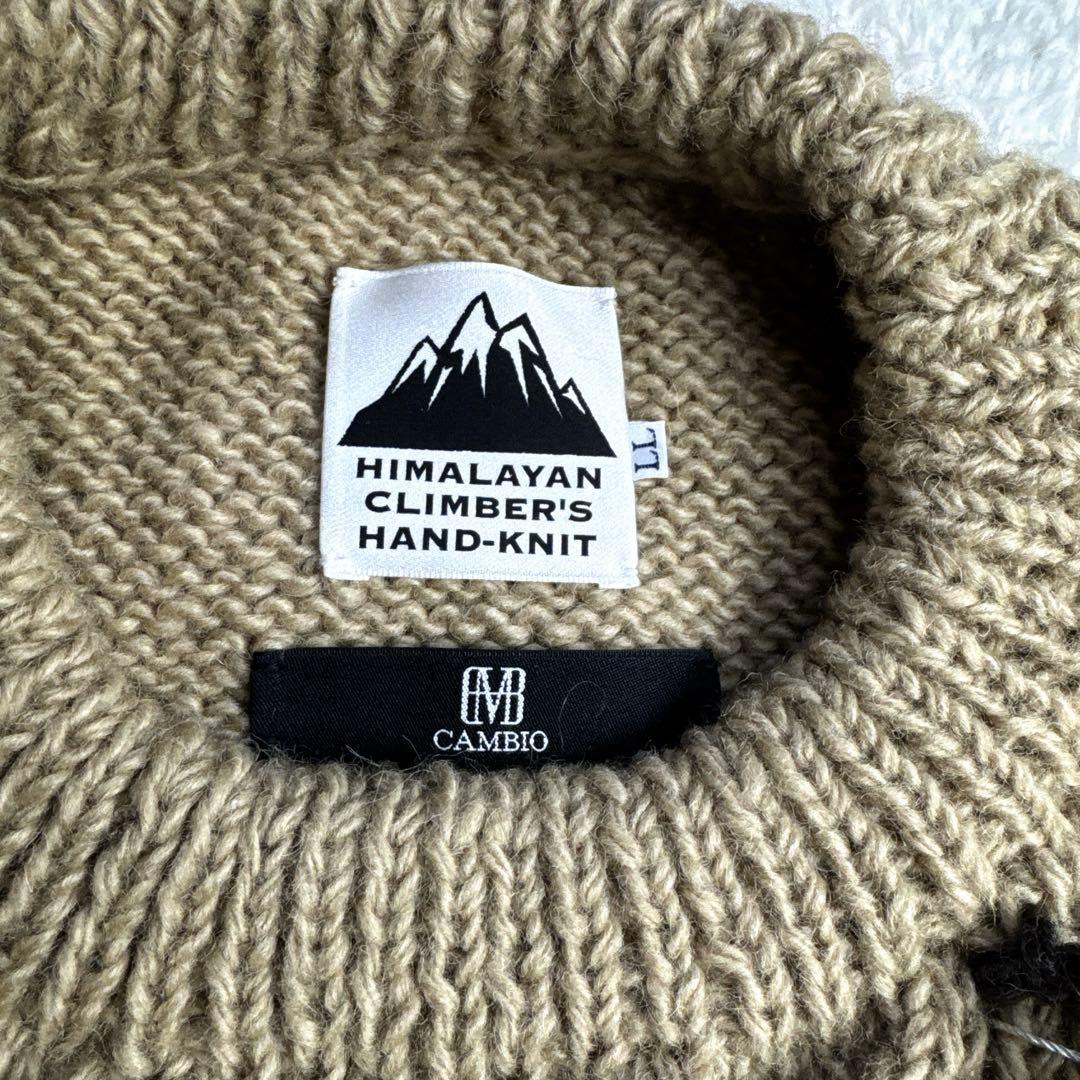 HIMALAYAN コラボ 手編みクルーネックベスト　ノースリブ　ハンドメイド