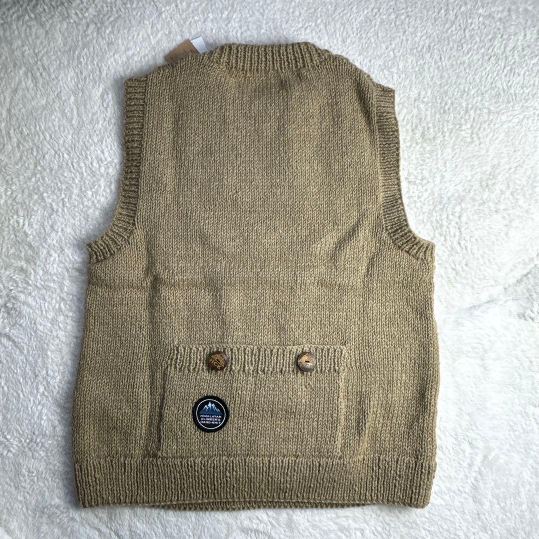 HIMALAYAN コラボ 手編みクルーネックベスト　ノースリブ　ハンドメイド