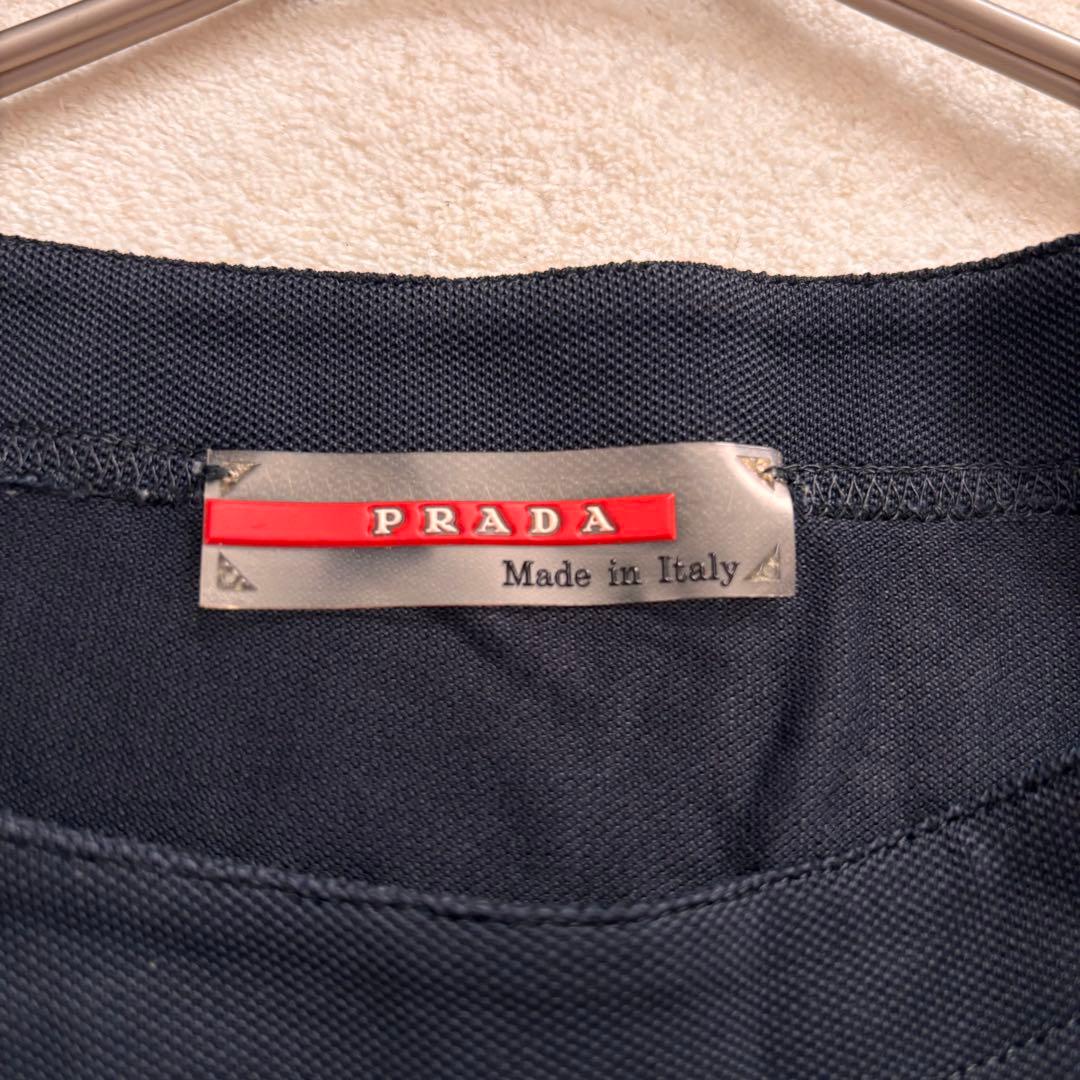 美品　PRADA プラダ　Tシャツ 肩ファスナー　ラバータグ ブラック　黒　M