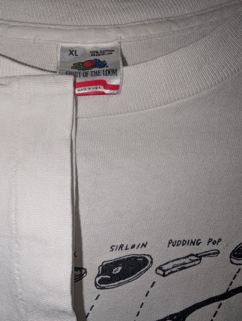 FRUIT OF THE LOOM 90s 牛部位イラスト Tシャツ XL