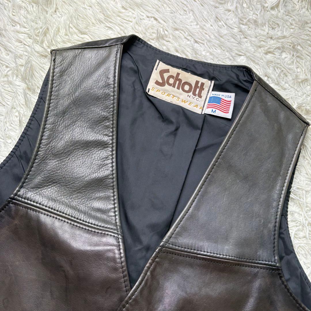 ジ*ン様 美品　90s OLD schott ショット USA製 本革 レザー