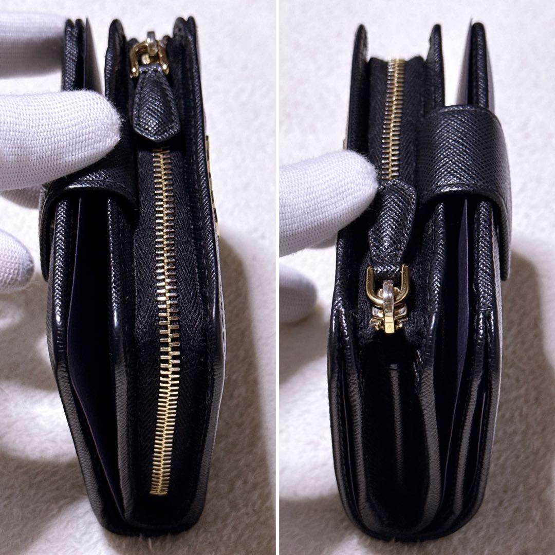 現行 RFID搭載【未使用】プラダ 折り財布 サフィアーノ 1ML018 黒