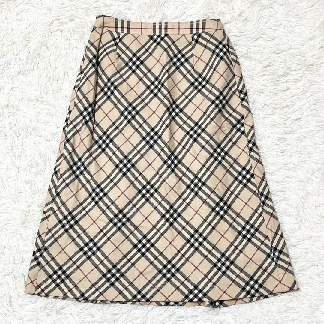 BURBERRY LONDN バーバリー ノバチェック フレアスカート ロング