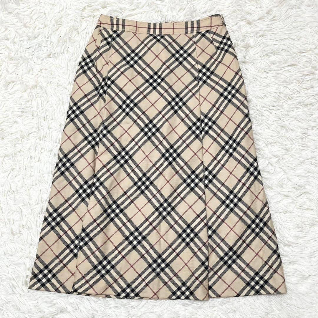 BURBERRY LONDN バーバリー ノバチェック フレアスカート ロング