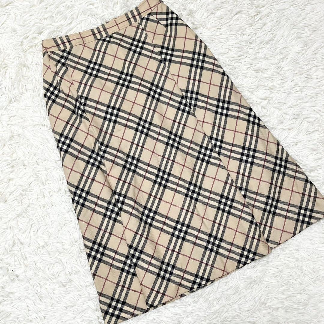 BURBERRY LONDN バーバリー ノバチェック フレアスカート ロング